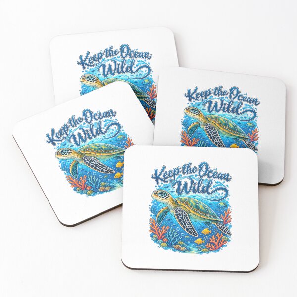 Item preview, Keep the Ocean Wild Sea Turtle Coral Reef Marine Art designed and sold by Peak Pop Studio..