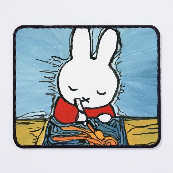 Item preview, Nijntje / Bunny creating Art – Satirical Expressionist Painting designed and sold by Dwaalhaas.com.