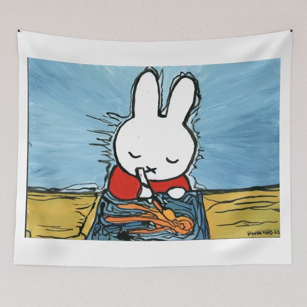 Item preview, Nijntje / Bunny creating Art – Satirical Expressionist Painting designed and sold by Dwaalhaas Applied Design.