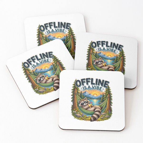 Item preview, Offline Is a Vibe Raccoon Camping Mountain Nature Design designed and sold by Peak Pop Designs | Funny Gifts, Cozy Art & Cute Animals .