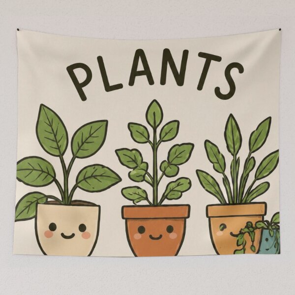 Item preview, Cute Kawaii Houseplants potted plants on shelf Plant Lover Art designed and sold by LYAN-STORE.