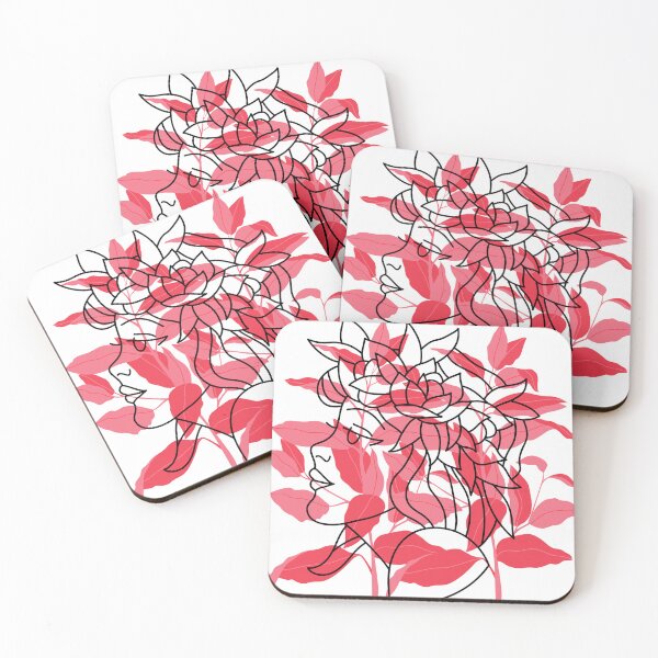 Item preview, Profile of Woman Wrapped in Pink Foliage designed and sold by CocoPeak.