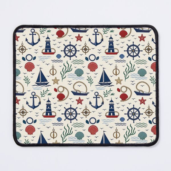 Item preview, Boats Anchors Seashells Lighthouse Nautical design designed and sold by ZanyPaintbrush.