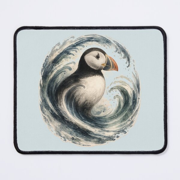 Item preview, Coastal Puffin Wave Art designed and sold by ChirpInc.