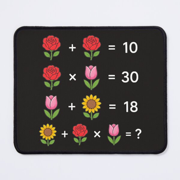 Item preview, Flower Math Equations Brain Teaser Puzzle on Black Shapes Mania designed and sold by Shapes-Mania.