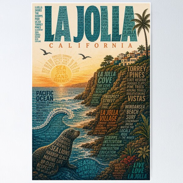 Item preview, Costa de La Jolla, California, con Torrey Pines, Scripps y el Océano Pacífico. designed and sold by Aryabek.