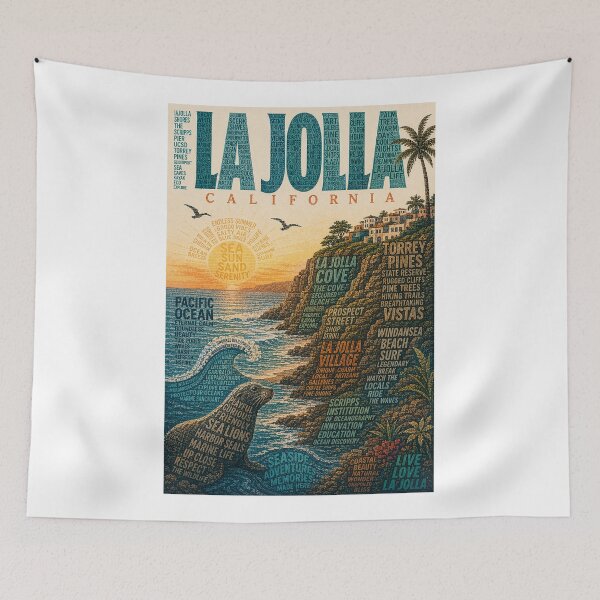 Item preview, La Jolla California Coast with Torrey Pines, Scripps and Pacific Ocean designed and sold by Aryabek.