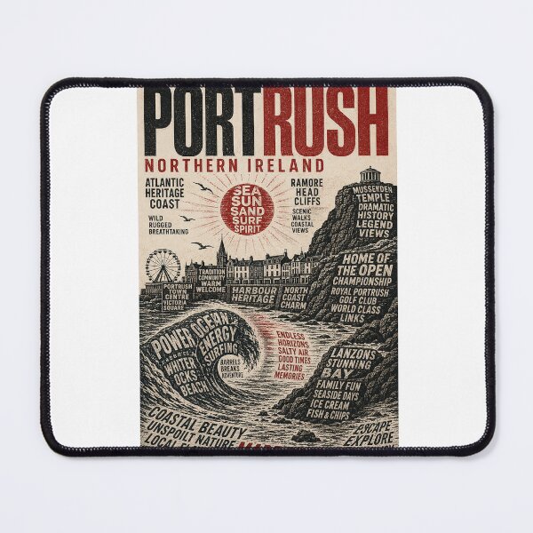 Item preview, Portrush Northern Ireland Atlantic Coast with Mussenden Temple and Ramore Head designed and sold by Aryabek.