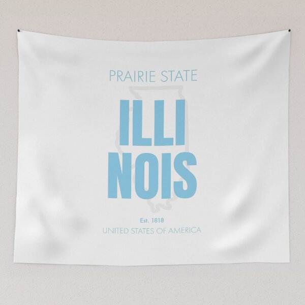 Item preview, Illinois Prairie State, Blue Typography Decor designed and sold by MarkedArtPrints.