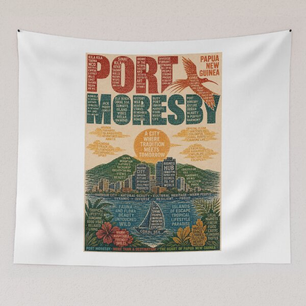Item preview, Port Moresby Papua New Guinea with Ela Beach, Touaguba Hill and Coral Sea designed and sold by Aryabek.