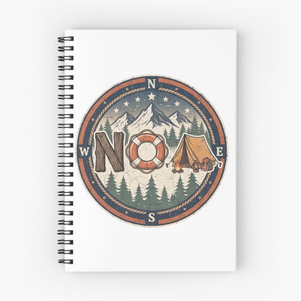 Item preview, Noah Name Rebus - Vintage Adventure Compass & Camping Sticker designed and sold by BloopyWorks.