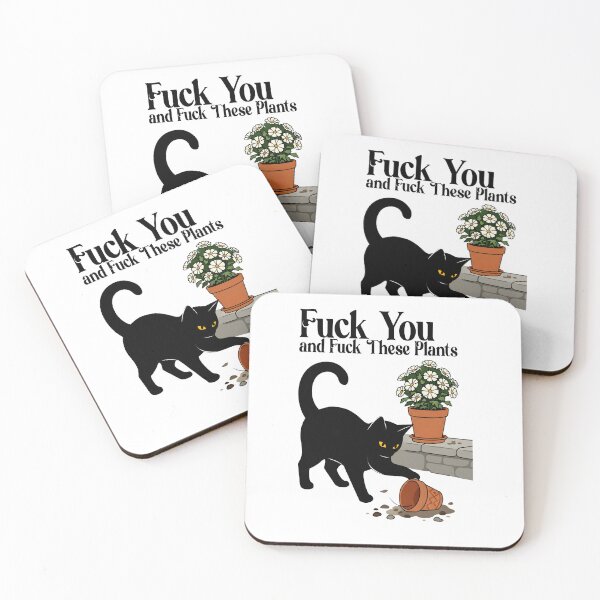 Item preview, Fuck You and Fuck These Plants Funny Naughty Black Cat designed and sold by PurrfectHome.
