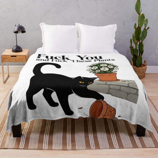 Item preview, Fuck You and Fuck These Plants Funny Naughty Black Cat designed and sold by PurrfectHome.