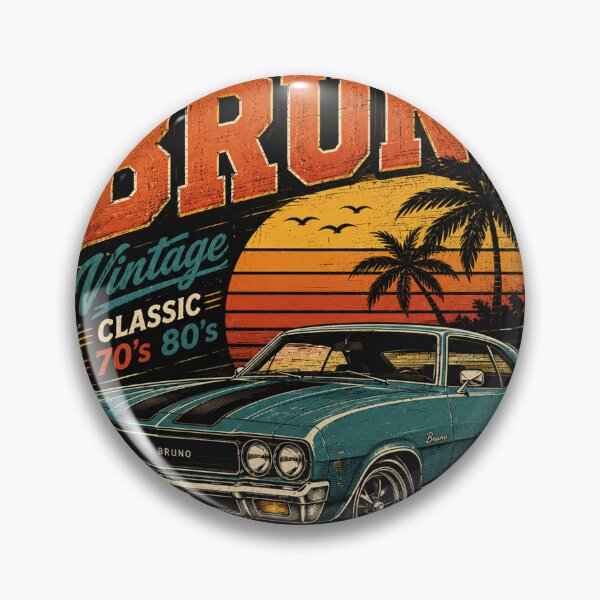Artikelvorschau, Retro Bruno Vintage Classic 70er/80er T-Shirt – Individuell gestaltbares Retro-Auto-T-Shirt mit Namensaufdruck entworfen und verkauft von Artimax-Studio.