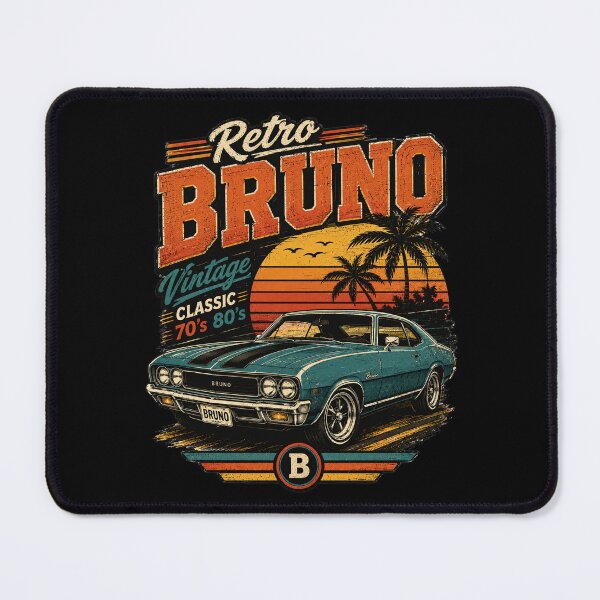 Item preview, Retro Bruno Vintage Classic 70s 80s T-Shirt – Custom Name Retro Car Graphic Tee designed and sold by Artimax-Studio.