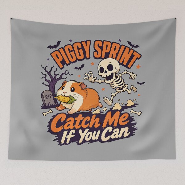 Item preview, Piggy Sprint Halloween | Skeleton Chase Guinea Pig Design designed and sold by MOCH- ART.