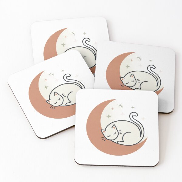 Item preview, Sleeping Cat Crescent Moon Boho Line Art designed and sold by SnazzifyDigital.