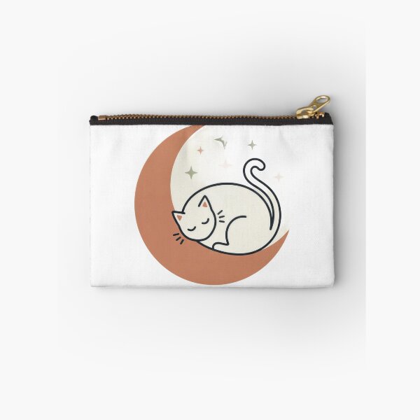 Item preview, Sleeping Cat Crescent Moon Boho Line Art designed and sold by SnazzifyDigital.