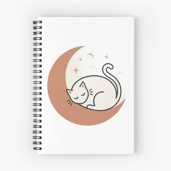 Item preview, Sleeping Cat Crescent Moon Boho Line Art designed and sold by SnazzifyDigital.