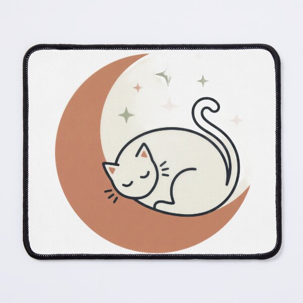 Item preview, Sleeping Cat Crescent Moon Boho Line Art designed and sold by SnazzifyDigital.