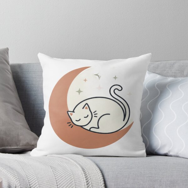 Item preview, Sleeping Cat Crescent Moon Boho Line Art designed and sold by SnazzifyDigital.