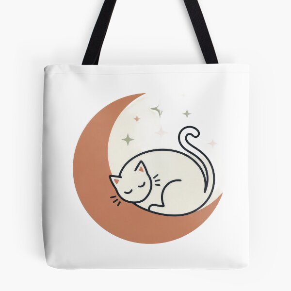 Item preview, Sleeping Cat Crescent Moon Boho Line Art designed and sold by SnazzifyDigital.