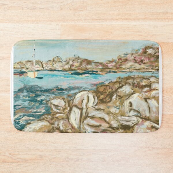 Item preview, Sailboat on a Rocky Coast designed and sold by Jennifer Margrave-Garcia.