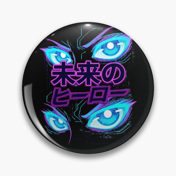 Item preview, Future Hero Japanese Kanji Anime Eyes Cyberpunk Neon Streetwear T-Shirt designed and sold by KreatoLab.