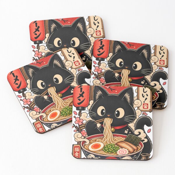 Item preview, Cute Black Cat Ramen Japanese Noodles Lover designed and sold by Leo Bennett.