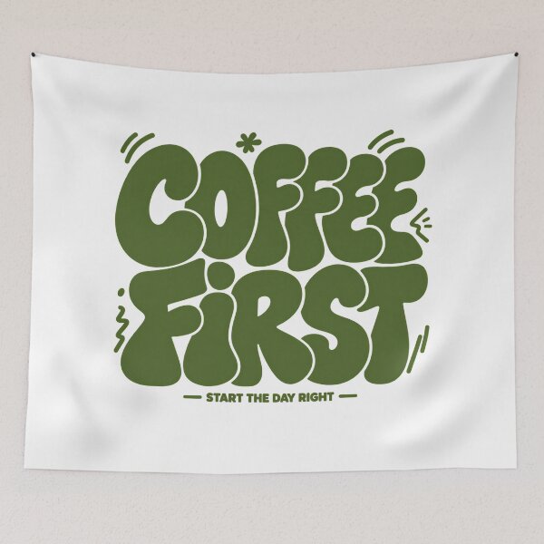 Item preview, Coffee First Start The Day Right Vintage Groovy Olive Green Graphic designed and sold by DesignArtist.ia.