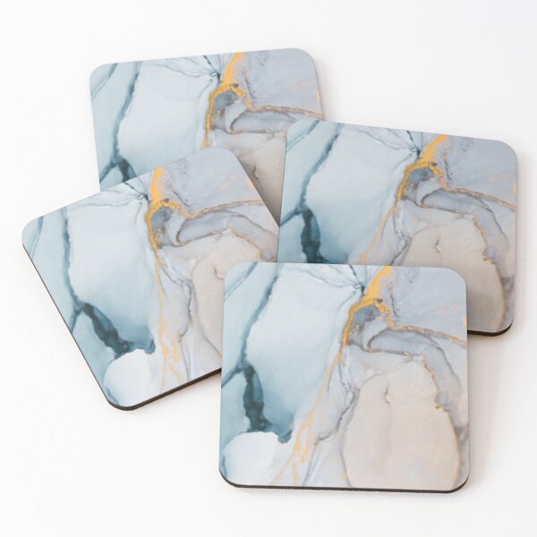 Item preview, Blue and Gold Alcohol Ink Abstract Marble Texture Wall Art  designed and sold by LuxocaDesigns24.