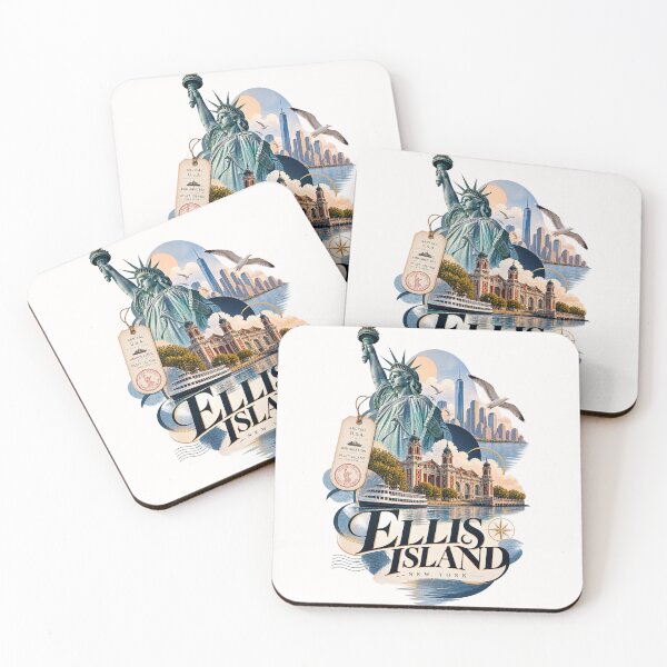 Item preview, Ellis Island New York with Statue of Liberty and Manhattan designed and sold by Places On Earth.