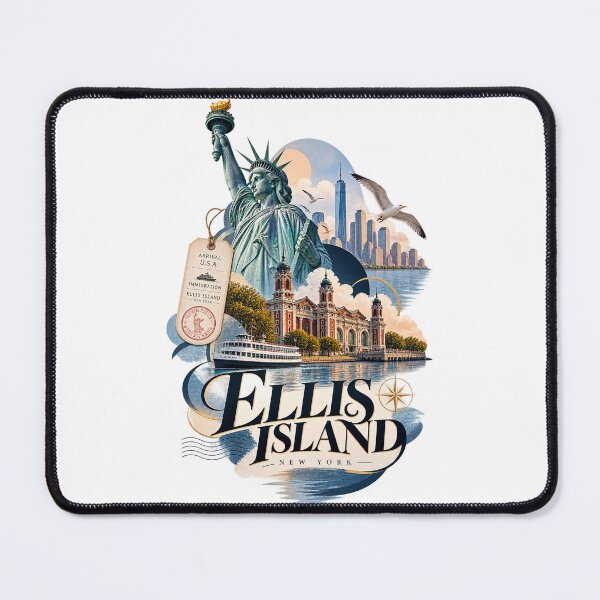 Item preview, Ellis Island New York with Statue of Liberty and Manhattan designed and sold by Places On Earth.