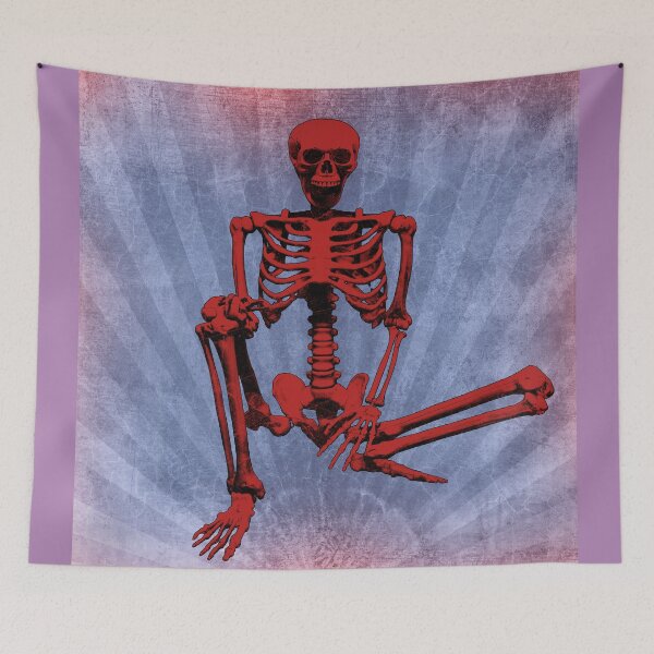 Item preview, Red Sitting Human Skeleton Anatomical Bones Memento Mori designed and sold by Ghoul Enterprises.