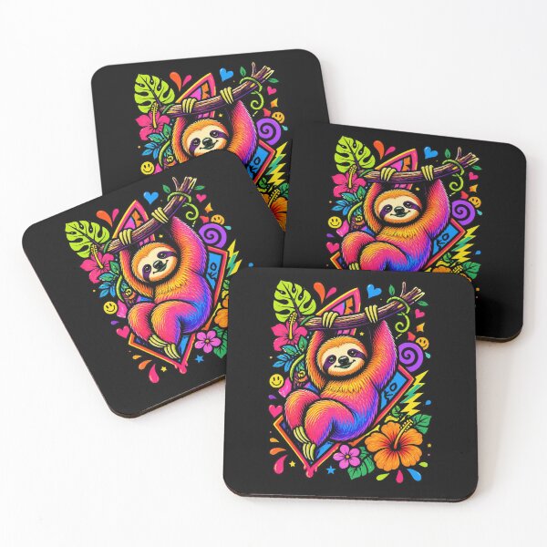 Item preview, Retro Neon Tropical Sloth Pop Art designed and sold by Skyrocketz.