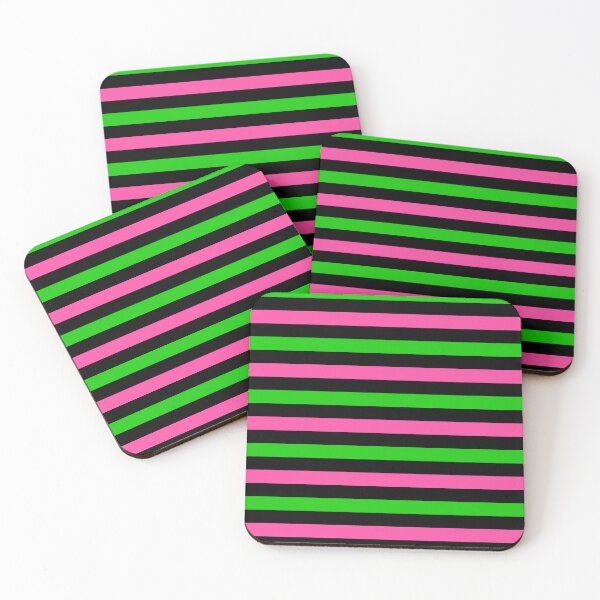 Item preview, Pink and Green Stripes Design Black  designed and sold by PatternTitan.
