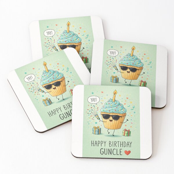 Item preview, Happy Birthday Guncle Cupcake Celebration with Candle Confetti and Gifts designed and sold by Places On Earth.