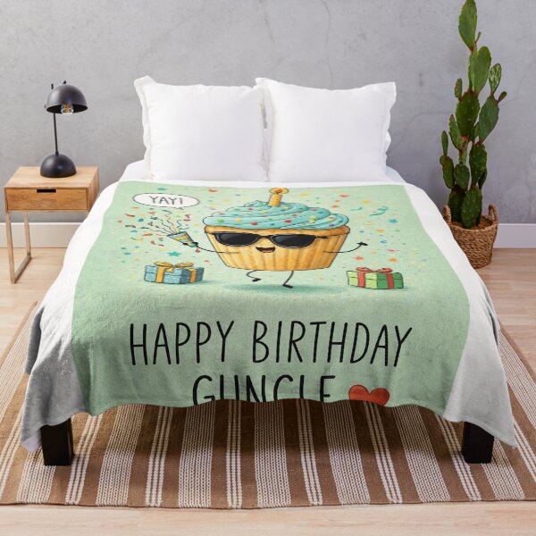 Item preview, Happy Birthday Guncle Cupcake Celebration with Candle Confetti and Gifts designed and sold by Places On Earth.