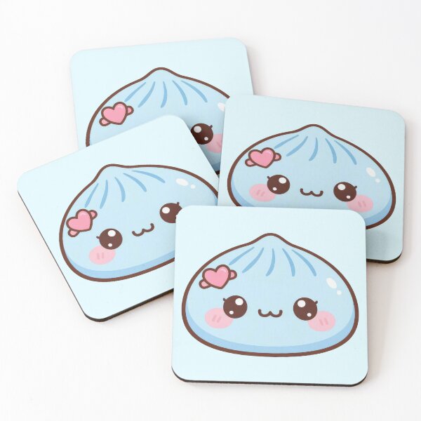 Item preview, Cute Blue Squishy Dumpling with Heart Bandage – Kawaii Food Character designed and sold by EmeraldeaArt.