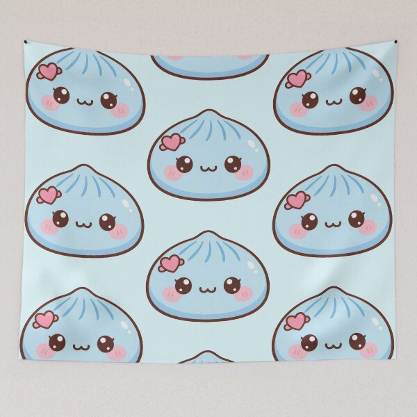 Item preview, Cute Blue Squishy Dumpling with Heart Bandage – Kawaii Food Character designed and sold by EmeraldeaArt.
