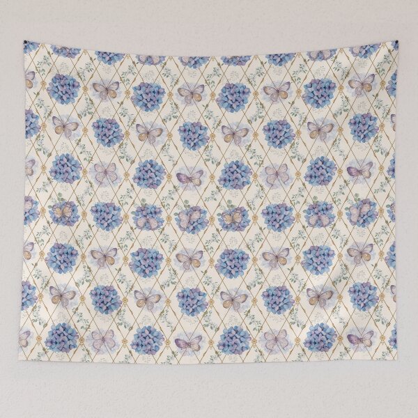 Item preview, Luxury Hydrangea Argyle Pattern – Watercolor Cottage Garden Floral Diamond Design designed and sold by Tamas Das.