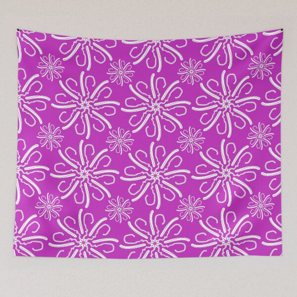 Item preview, Geometric floral design in magenta and white – Modern symmetrical pattern designed and sold by Martapp.