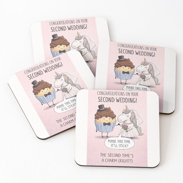 Item preview, Funny Second Wedding Congratulations with Unicorn Bride and Cupcake Groom designed and sold by Places On Earth.