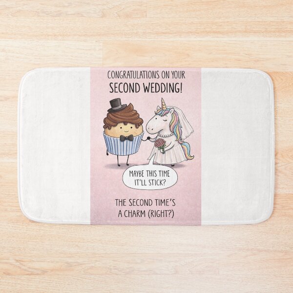 Item preview, Funny Second Wedding Congratulations with Unicorn Bride and Cupcake Groom designed and sold by Places On Earth.
