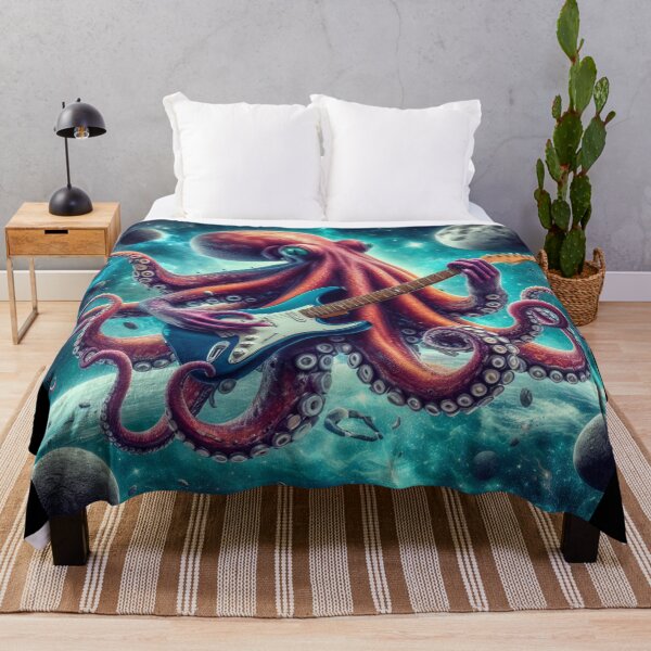 Item preview, Octopus playing guitar in space designed and sold by JALNERVION SHOP.