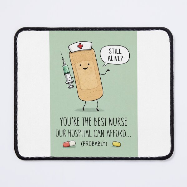 Item preview, Funny Best Nurse Appreciation with Bandage Character and Syringe Humor designed and sold by Places On Earth.