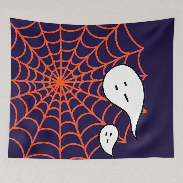 Item preview, Cute Orange Spider Web and Little Ghosts Halloween Design designed and sold by ubborn.
