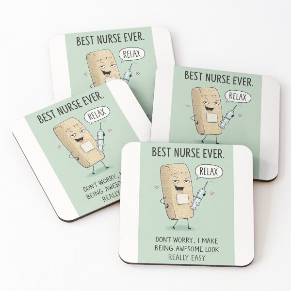 Item preview, Best Nurse Ever with Bandage Character Syringe and Nursing Humor designed and sold by Places On Earth.