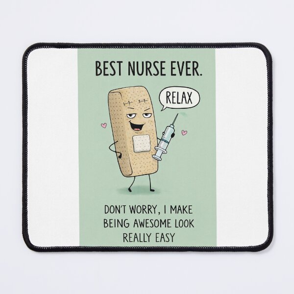 Item preview, Best Nurse Ever with Bandage Character Syringe and Nursing Humor designed and sold by Places On Earth.