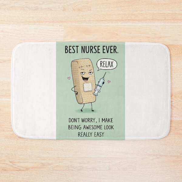 Item preview, Best Nurse Ever with Bandage Character Syringe and Nursing Humor designed and sold by Places On Earth.